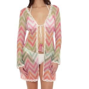 Isabella Rose COASTAL DREAM KIMONO/Printed Crochet Mesh/Size: Medium
